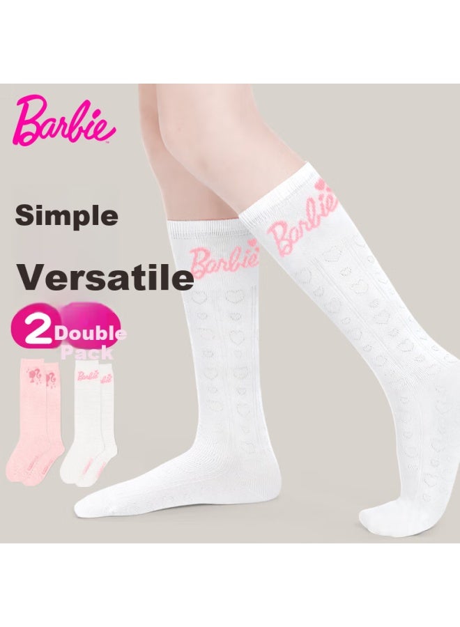 Barbie Children's Mid-tube Socks Girls Summer Thin Mesh Long Tube Socks Spring And Autumn Half-leg Socks Kids Cotton Socks College Style