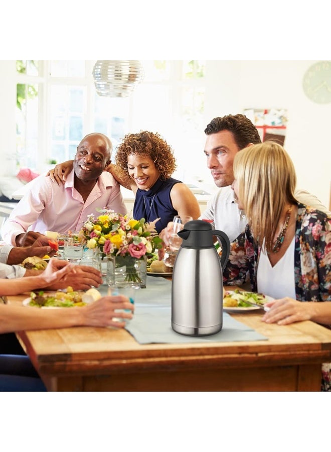 إبريق قهوة سعة 2 لتر، إبريق حراري من الفولاذ المقاوم للصدأ 304، وعاء معزول مزدوج الجدار للقهوة والشاي والمشروبات الساخنة والباردة - Image 3