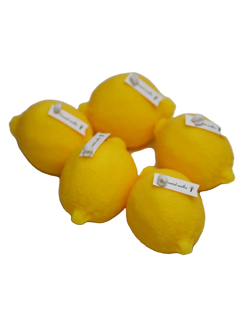 Innovity Lemon-Shaped Soy Candle Set - Refreshing Lime Basil and Citrus Fragrance in Yellow and Orange Colors for Vibrant Home Decor and Aromatherapy Experience - Image 1