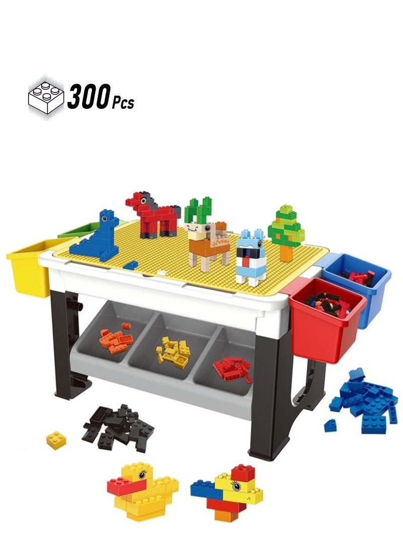 3 In One Activity And Block Table Toys Table 300 Blocks Compatible Study Table Water Play Table Sand Table Multipurpose Table Boys Girl Kids Furniture Sensory Play Homeschooling  - Image 1