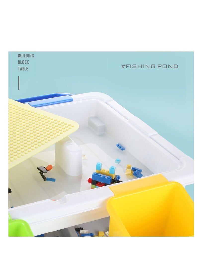 3 In One Activity And Block Table Toys Table 300 Blocks Compatible Study Table Water Play Table Sand Table Multipurpose Table Boys Girl Kids Furniture Sensory Play Homeschooling  - Image 4