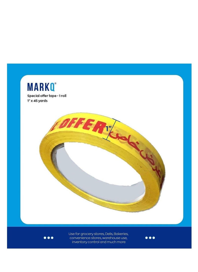 MARKQ - Special Offer Tape for Retail Stores 1” x 45 yards Adhesive printed Promotional tape for Supermarkets, Grocery Store, Sign for Sales, Bargains - Image 1