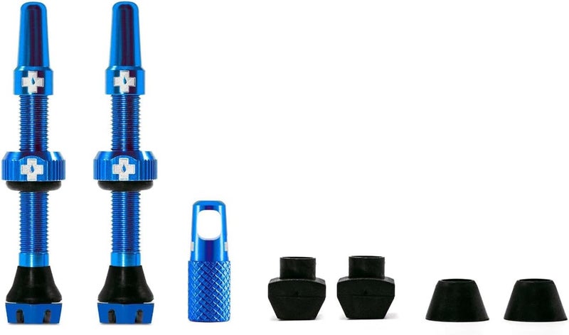 Muc Off Muc-Off Tubeless Valves V2, Blue 44mm - Presta Valve Caps with Core Removal Tool for Tubeless Bikes - Image 1