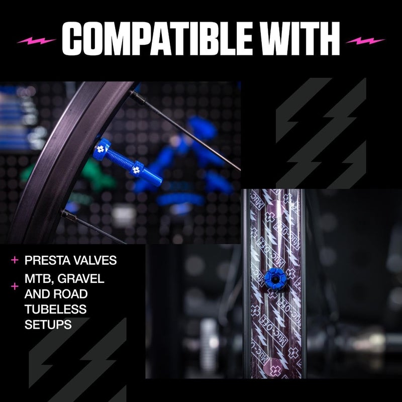 Muc Off Muc-Off Tubeless Valves V2, Blue 44mm - Presta Valve Caps with Core Removal Tool for Tubeless Bikes - Image 4