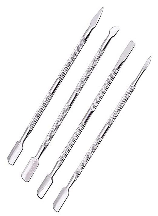 Gleevia 4Pcs Cuticle Pusher Remover and Cutter, Creatiee Double Ended Stainless Steel Cuticle Cleaner Nail Gel Polish Removal, Manicure Pedicure Nail Tools for Fingernails Toenails - Professional & Durable - Image 1