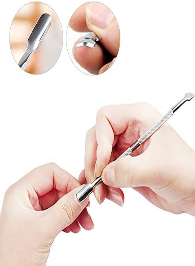 Gleevia 4Pcs Cuticle Pusher Remover and Cutter, Creatiee Double Ended Stainless Steel Cuticle Cleaner Nail Gel Polish Removal, Manicure Pedicure Nail Tools for Fingernails Toenails - Professional & Durable - Image 4