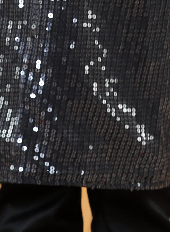 PICCOLO Boy's Black Sequence Kurta Pyjama Set Sequin Boy's Ethnic Kurta Pyjama Set, 3-4Years - Image 5