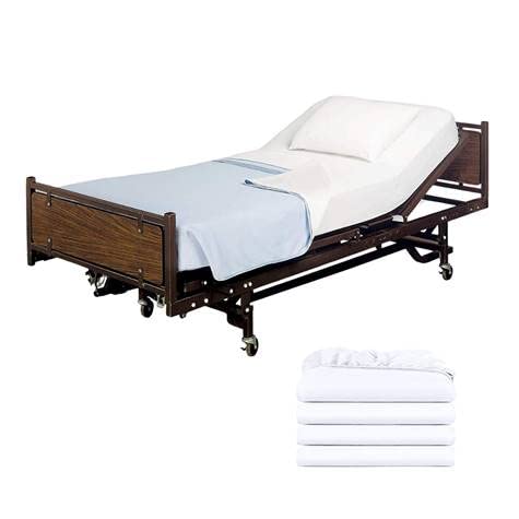 SHOPBEDDING 4 Pack Fitted Hospital Bed Sheets - Cotton Rich Soft Knitted Jersey Sheet 36  x 84  x 12""  - Image 1