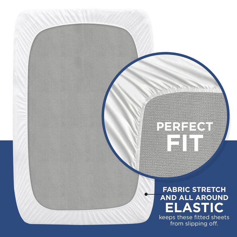 SHOPBEDDING 4 Pack Fitted Hospital Bed Sheets - Cotton Rich Soft Knitted Jersey Sheet 36  x 84  x 12""  - Image 2