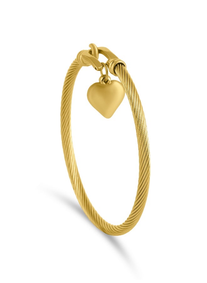 PALMONAS 18k Gold Tone Plated Eternal Glow Heart Charm Bangle
 for Women - Image 1