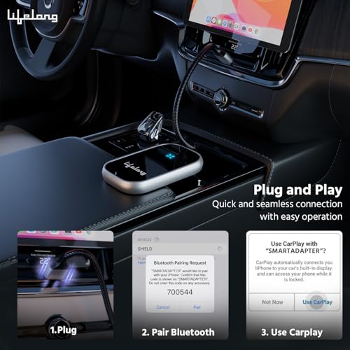 Lifelong Wireless Android Auto Adapter and Wireless Carplay Adapter for Car | Converts Wired to Wireless | Includes USB C/A | No App Required | 2 in 1 Stick Cast - Supports Bluetooth & Wi-Fi (LLECA18) - Image 2