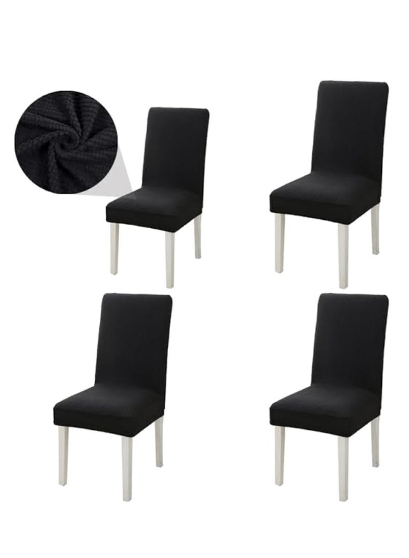 4 PCS Chair Cover Stretch Dining Chair Covers Removable Washable Home Chair Hotel Restaurant Chair Cover Four Seasons Universal Chair Cover for Dining Room, Banquet，Hotel(Black) - Image 1