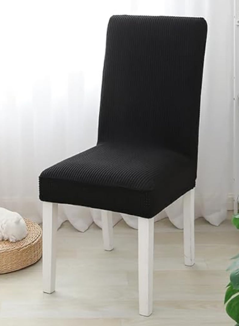 4 PCS Chair Cover Stretch Dining Chair Covers Removable Washable Home Chair Hotel Restaurant Chair Cover Four Seasons Universal Chair Cover for Dining Room, Banquet，Hotel(Black) - Image 2