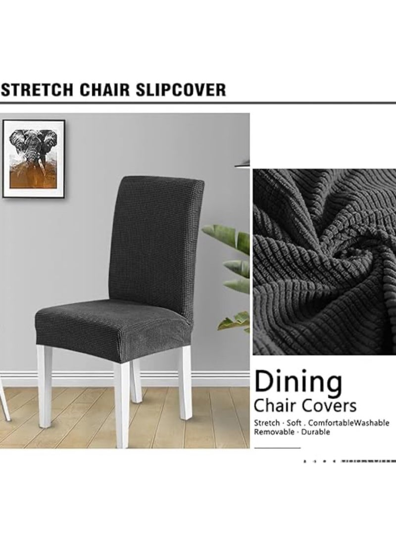 4 PCS Chair Cover Stretch Dining Chair Covers Removable Washable Home Chair Hotel Restaurant Chair Cover Four Seasons Universal Chair Cover for Dining Room, Banquet，Hotel(Black) - Image 3