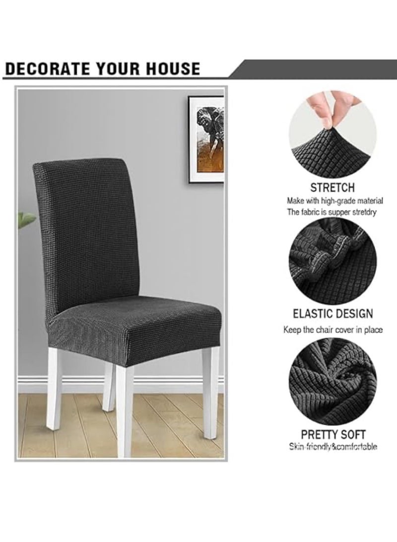 4 PCS Chair Cover Stretch Dining Chair Covers Removable Washable Home Chair Hotel Restaurant Chair Cover Four Seasons Universal Chair Cover for Dining Room, Banquet，Hotel(Black) - Image 4
