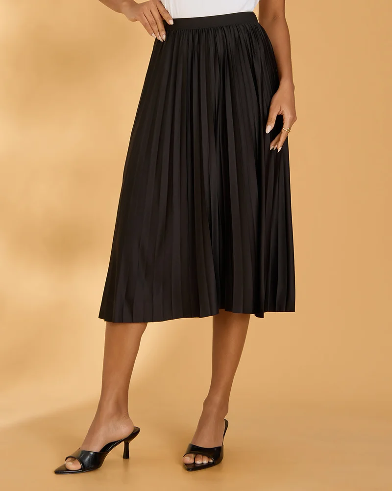 Redtag Women Black Pleated Skirt