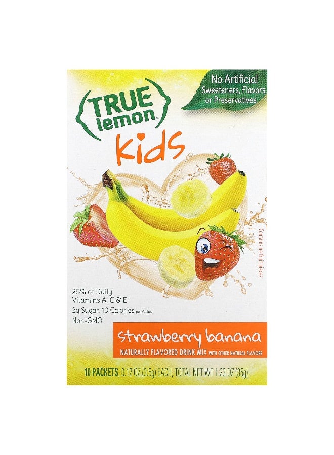 True Citrus True Citrus, True Lemon, Kids Drink Mix, Strawberry Banana, 10 Packets, 0.12 oz (3.5 g) Each  - Image 1