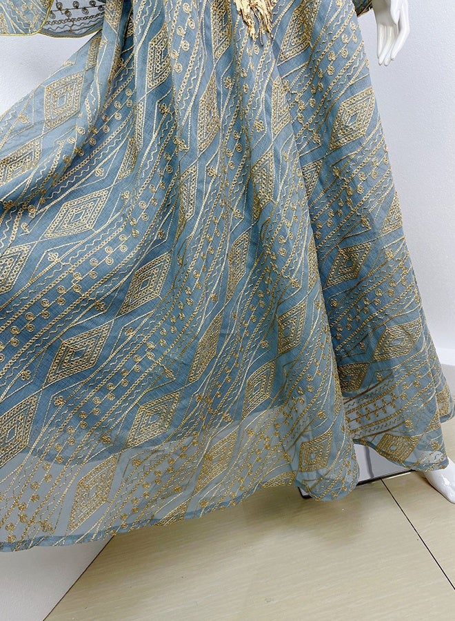 جيوان المرأة الباعثات التصفيح ماكسي المسلمة Tassel الشبكة بتلة الأكمام الطويل رقيقة تناسب العادية أبايا كافتان الفساتين - Image 5