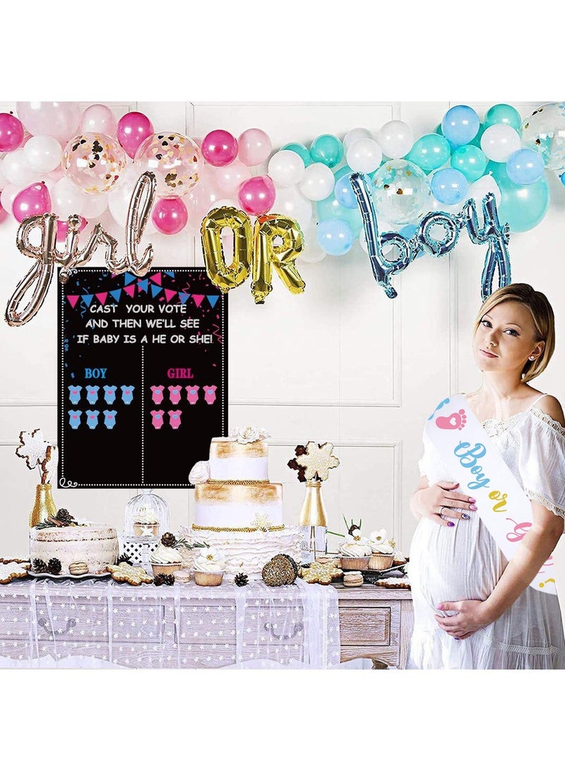 Baby Gender Reveal Party Voting Set with 1 Poll Poster, 54 Votes (27 Boys, 27 Girls) and 1 Ribbon, Family/Party/Outdoor/Anniversary/Festive Including "Boy or Girl" Strap, Poll Poster, Stickers and Interactive Games - Image 4