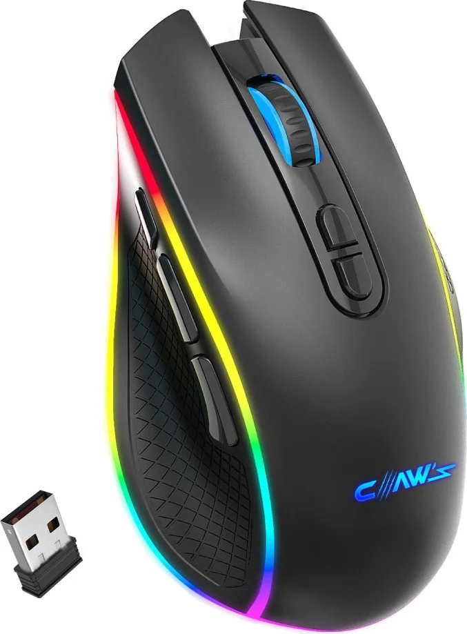 Claw'S Nova Air V1 Wireless 10000 Dpi Pixart PMW3325 Sensor Macro Software & 8-Button RGB Wireless Gaming Mouse - Black (2.4 GHz Wireless + BT5.1 + Type-C Support)
