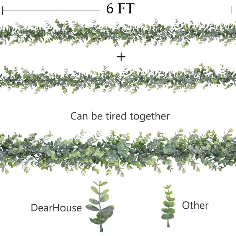 DearHouse 6 Pack Faux Eucalyptus Garland Plant, Artificial Vines Hanging Eucalyptus Leaves Greenery Garland for Wedding Backdrop Arch Wall Decor, 5.9 Feet/pcs UV Protected Indoor Outdoor - Image 3