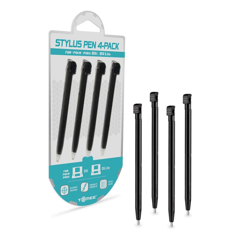 Tomee Stylus Pen Set (4-Pack) – Replacement Touch Screen Stylus for Nintendo DS Lite & DSi – Black - Image 1