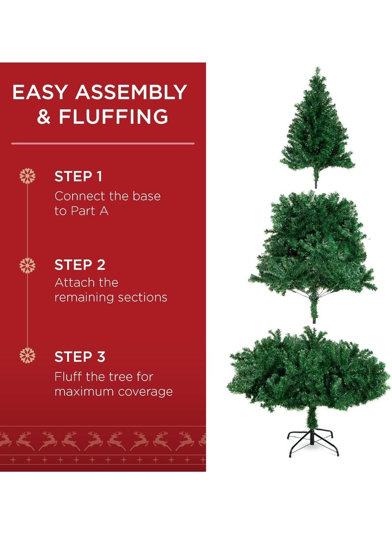 YQbest Artificial Christmas Tree, Premium Unlit Hinged Design, Dense Branches Realistic Holiday Décor​ w/Easy Assembly, Base - Image 5