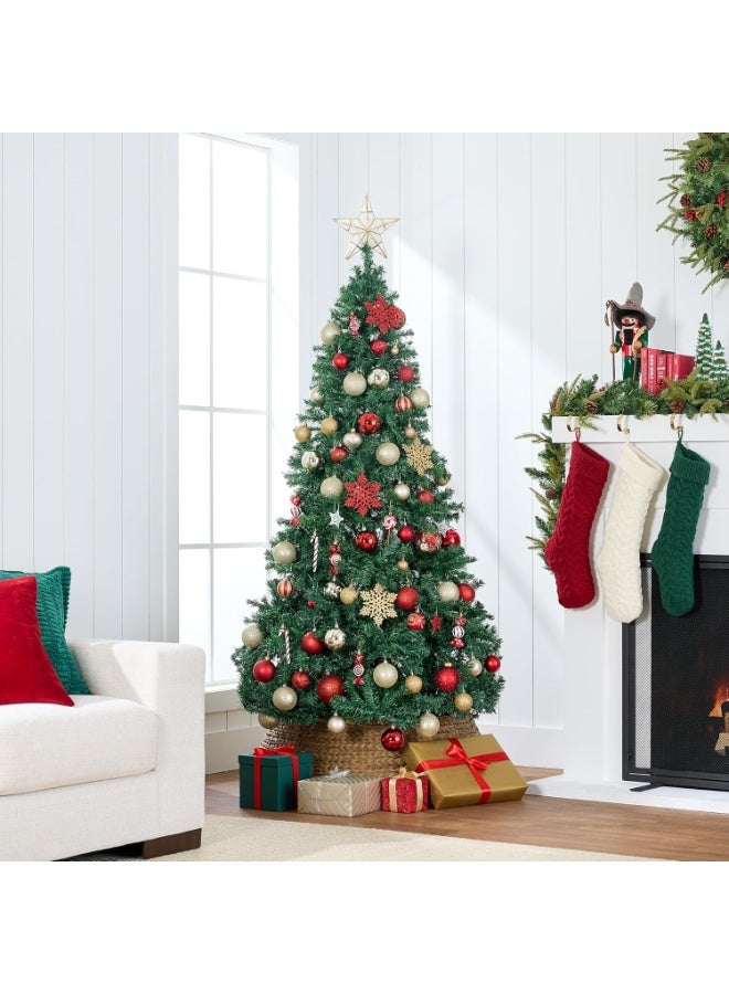 YQbest Artificial Christmas Tree, Premium Unlit Hinged Design, Dense Branches Realistic Holiday Décor​ w/Easy Assembly, Base - Image 3