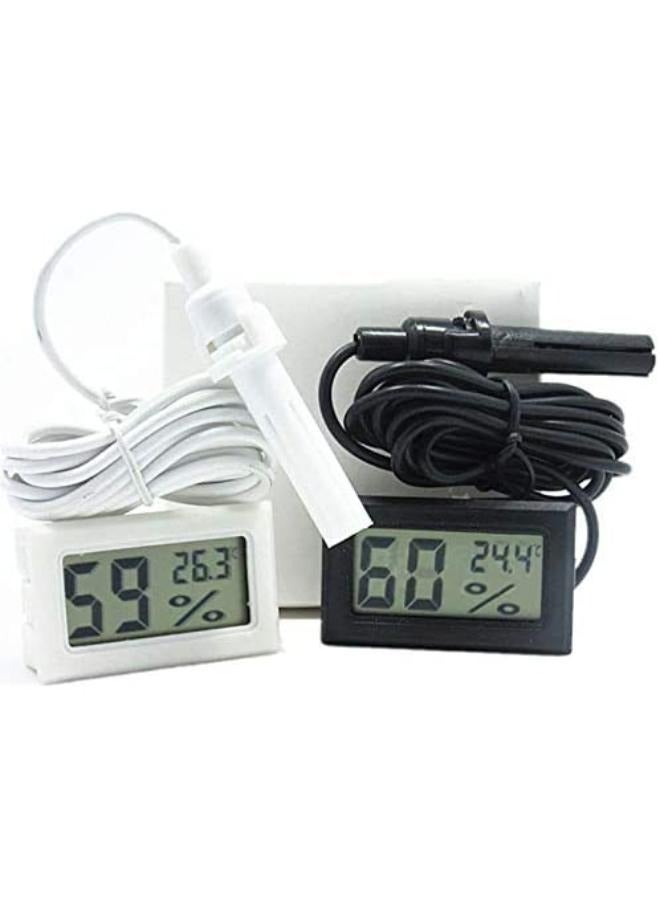 Generic Mini Digital LCD Thermometer Hygrometer with Wire Humidity and Temperature Meter Indoor Black/White - Image 1