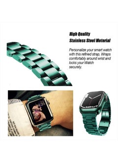 DEALELE Bands Compatible with iWatch 38mm 42mm 40mm 44mm 41mm 45mm 49mm, Solid Stainless Steel Metal Strap Replacement for Apple Watch Series 8 / 7 / 6 / 5 / 4 / 3 / SE / Ultra Women Men (Green, 42mm/  - Image 2