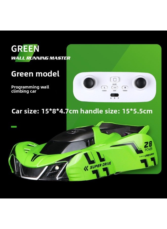 Rc Car Toy Led Headlights Taillights High-speed Off-road Vehicle Stunt Car 27mhz Frequency 4wd Drive-Color:Programmable Remote Control Wall Climbing Car Green (Chinese Version) - Image 1
