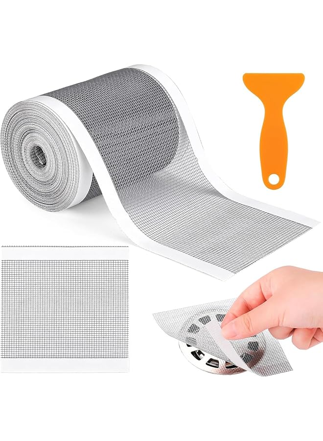 The Bros Drain Hair Catcher Mesh Self Adhesive, Cuttable DIY Shower Drain Cover Hair Catcher, 13 Foot Hair Stopper 4.72 Inch Hair Catcher for Any Length, for Laundry,Bathroom, Kitchen, Sink and Drain - Image 1