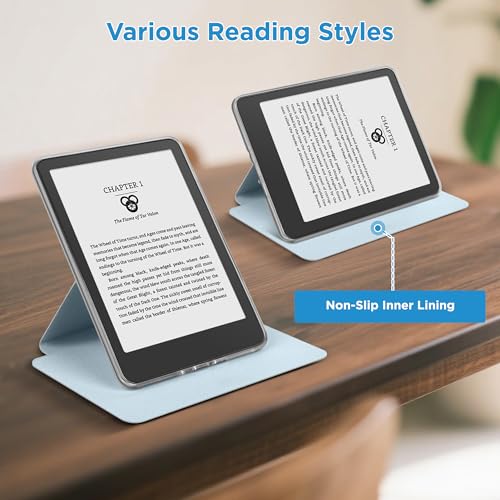 Vane Oak Magnetic Detachable 2-in-1 Stand Case for 7'' Kindle Paperwhite 12th Gen 2024 and Kindle Colorsoft Signature Edition, Slim PU Shell Cover Case with Auto Wake/Sleep, Light Blue - Image 4