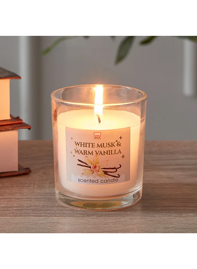 هوم بوكس Qara White Musk and Warm Vanilla Jar Candle 7 x 8 x 7 cm