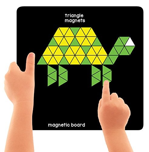 PLAY PANDA Magnetic Puzzle Set for Kids, Small Triangles with 200 Magnetic Shapes with Magnetic Board,100 Puzzle Book & 100 Puzzle Patterns, Display Stand and Storage Tray Indoor Educational Toy - Image 4