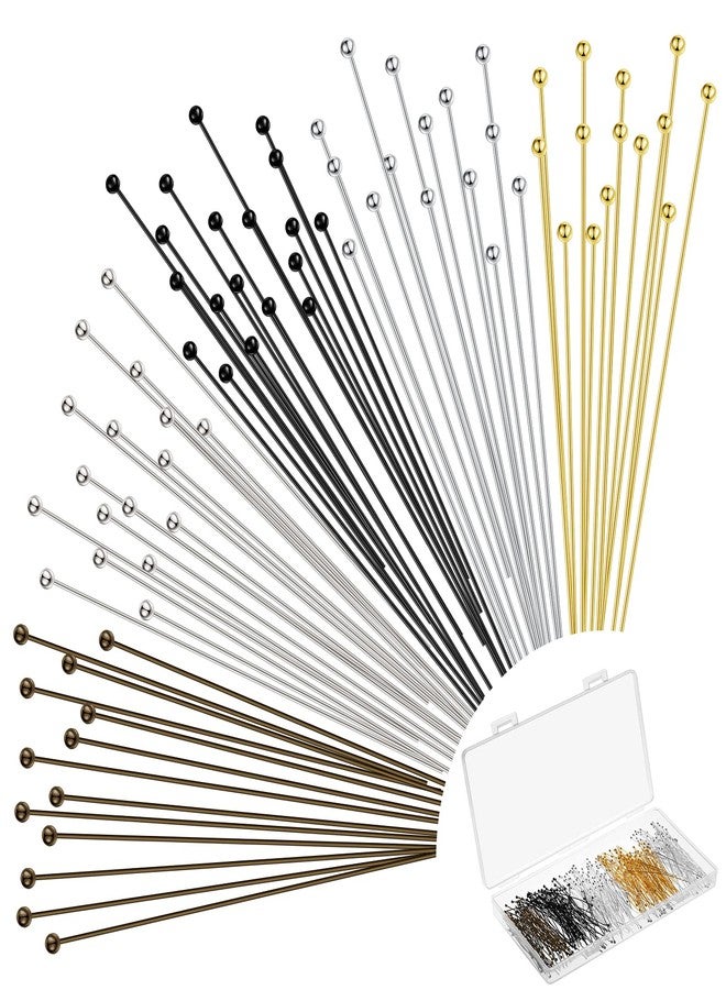 Waydress 500 Pcs 2 Inch Eye Pins for Jewelry Making Flat Head Pins 50 mm Brass Jewelry Making Supplies with Balls Earring Findings for Craft Bracelet Accessories(Gold, Silver, Bronze, White, Black) - Image 1