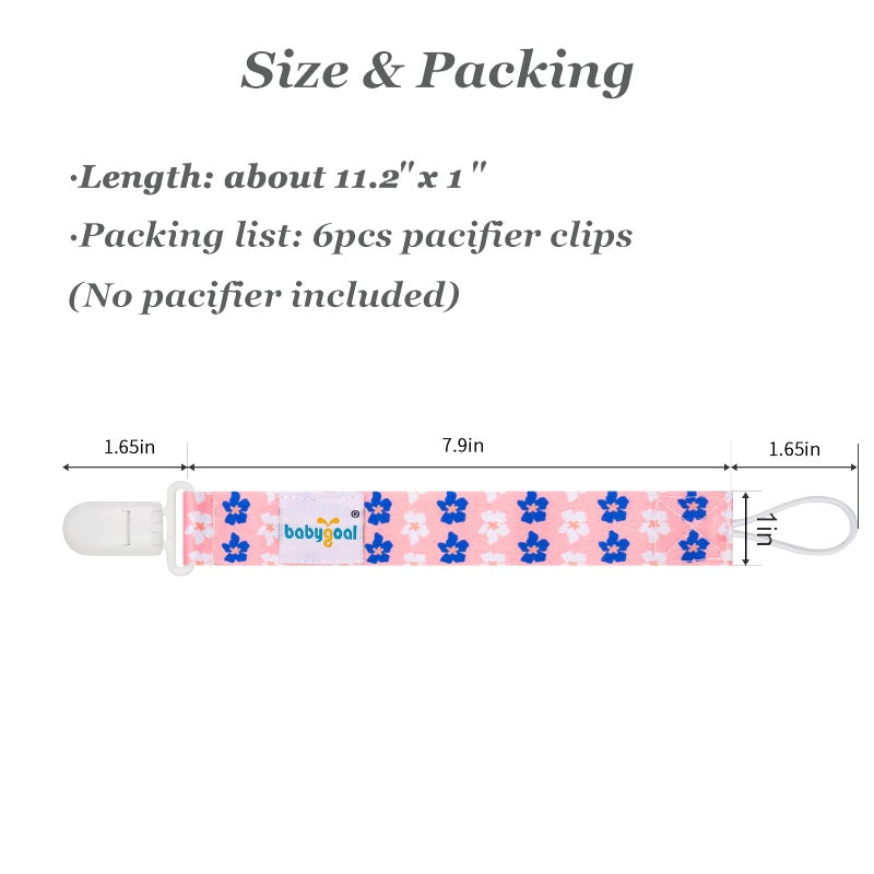 babygoal Floral Pacifier Clips, 6 Pack Binky Paci Holder Leashes Fits for Most Pacifiers and Binkies 6PB12 - Image 5