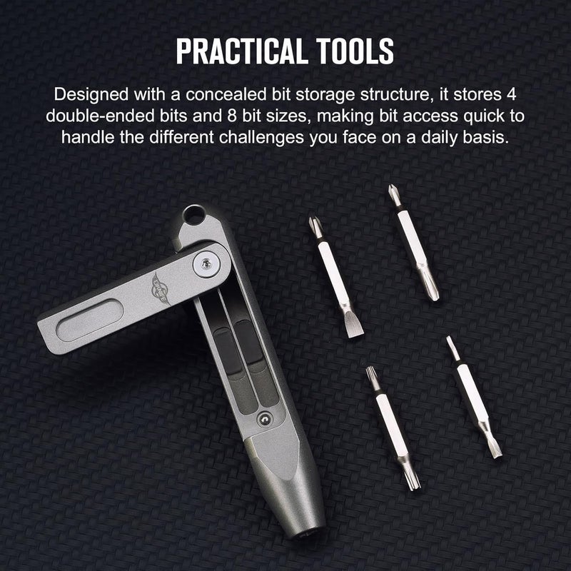 OKNIFE Otacle D1 Titanium Small EDC Multi Bit Pocket Screwdriver, 9 in 1 Mini Precision Screwdriver Set, S2 Steel Magnetic Bits for Work or Daily Use - Image 3