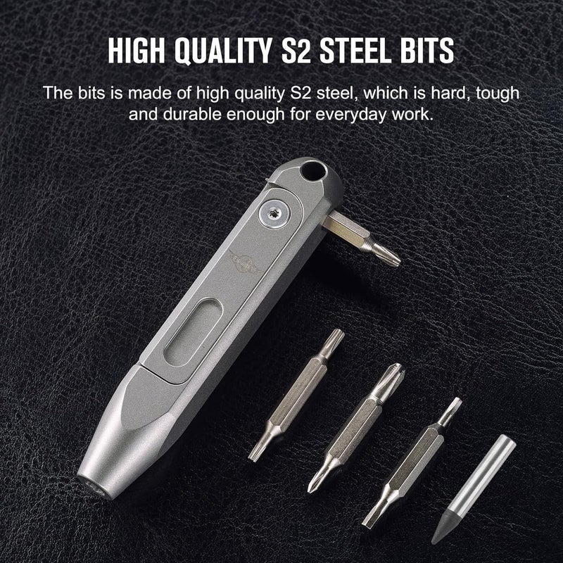 OKNIFE Otacle D1 Titanium Small EDC Multi Bit Pocket Screwdriver, 9 in 1 Mini Precision Screwdriver Set, S2 Steel Magnetic Bits for Work or Daily Use - Image 2