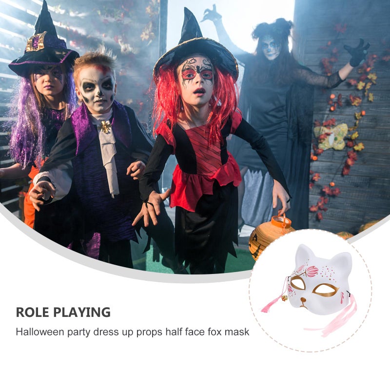 Creative Halloween Fox Half Face Mask Set For Party Cosplay Sakura Design - Image 5
