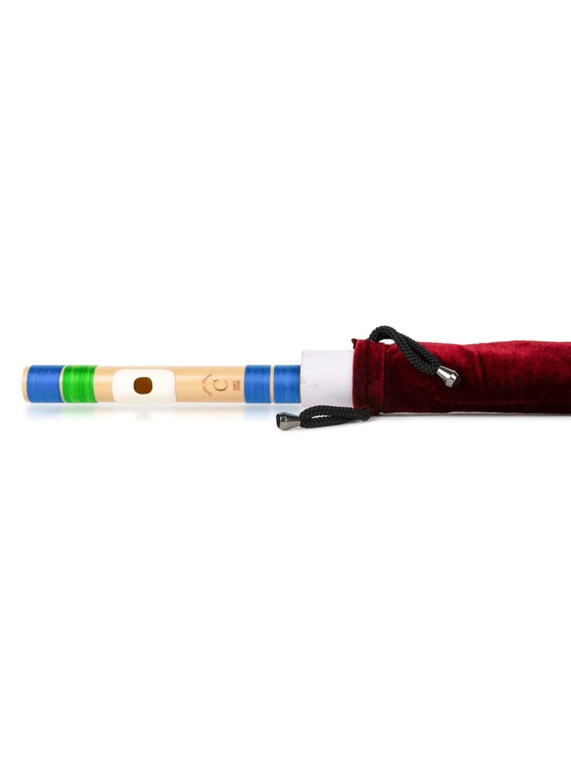Generic Radhe Flutes | C Natural Right Handed Middle Bansuri | Blue & Green | Tuned With Tanpura A=440Hz | PVC Flute + Velvet Cover + Hindi & English Flute Lessons  - Image 2