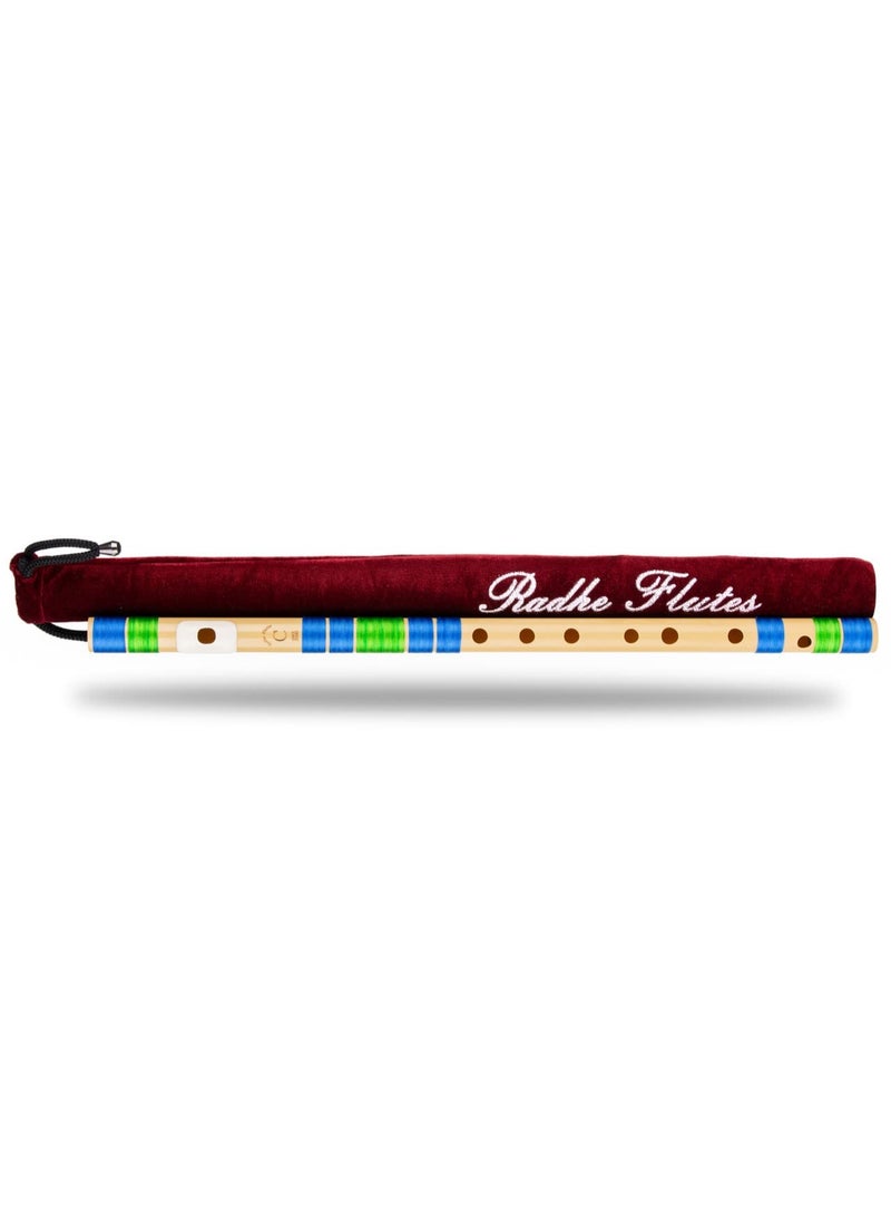 Generic Radhe Flutes | C Natural Right Handed Middle Bansuri | Blue & Green | Tuned With Tanpura A=440Hz | PVC Flute + Velvet Cover + Hindi & English Flute Lessons  - Image 3