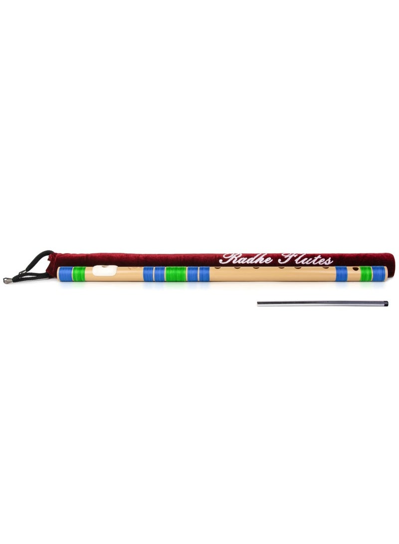Generic Radhe Flutes | C Natural Right Handed Middle Bansuri | Blue & Green | Tuned With Tanpura A=440Hz | PVC Flute + Velvet Cover + Hindi & English Flute Lessons  - Image 1