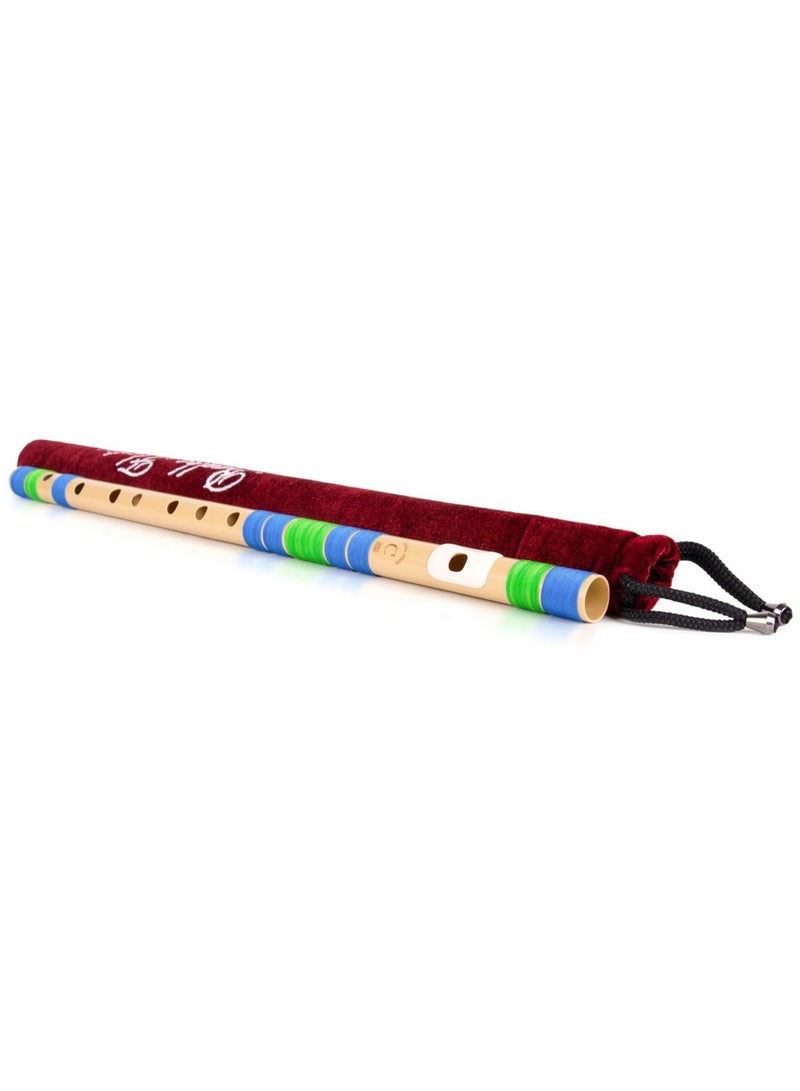 Generic Radhe Flutes | C Natural Right Handed Middle Bansuri | Blue & Green | Tuned With Tanpura A=440Hz | PVC Flute + Velvet Cover + Hindi & English Flute Lessons  - Image 4
