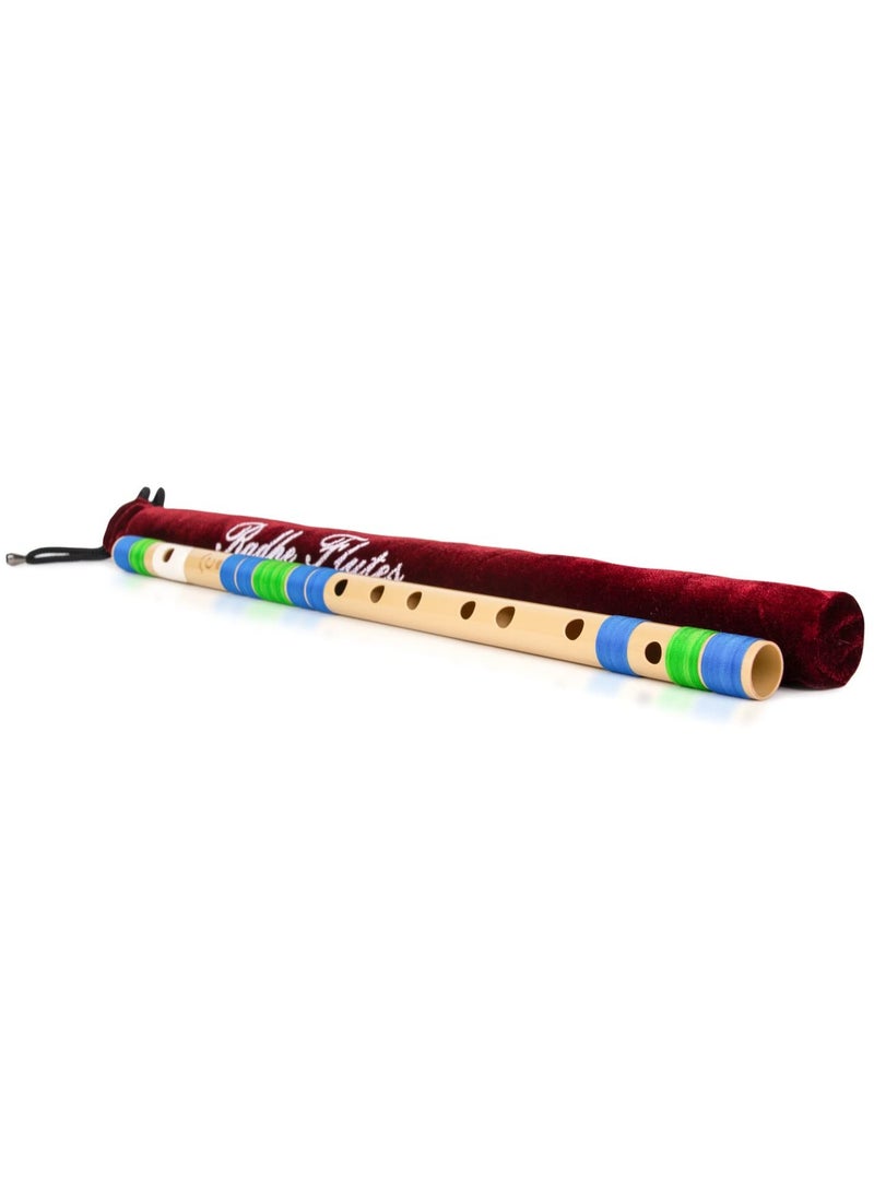 Generic Radhe Flutes | C Natural Right Handed Middle Bansuri | Blue & Green | Tuned With Tanpura A=440Hz | PVC Flute + Velvet Cover + Hindi & English Flute Lessons  - Image 5