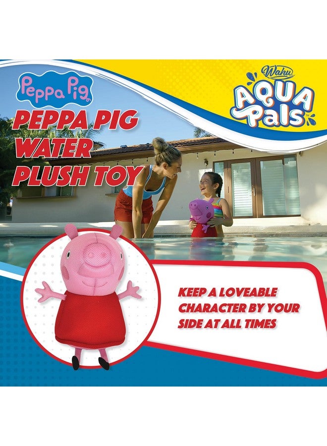 واهو لعبة مائية من القطيفة من Wahu Aqua Pals Peppa Pig للأطفال من عمر سنتين فما فوق، لعبة دمية قطيفة سريعة الجفاف ومقاومة للماء للاستخدام في حمام السباحة وحوض الاستحمام، وردي/أحمر، مقاس متوسط 16 بوصة - Image 2
