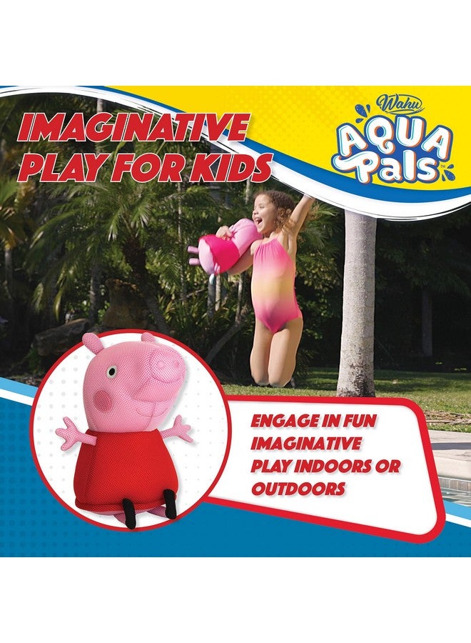 واهو لعبة مائية من القطيفة من Wahu Aqua Pals Peppa Pig للأطفال من عمر سنتين فما فوق، لعبة دمية قطيفة سريعة الجفاف ومقاومة للماء للاستخدام في حمام السباحة وحوض الاستحمام، وردي/أحمر، مقاس متوسط 16 بوصة - Image 5