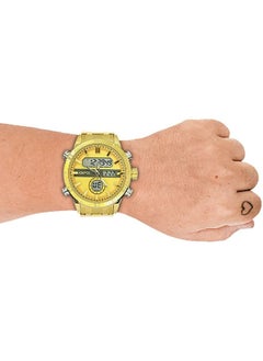 JoeFox Luxury Stainless Steel Analog Digital Watch Waterproof Sports Quartz Multifunctional Wristwatch with Stopwatch Alarm LED Backlight for Men Gold  - Image 3