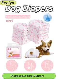 Reelyo Disposable Dog Diapers for Female Dogs Adjustable Female Dog Wraps with Leak Proof Fit, Puppy Diaper Liners Ultra Absorbent Doggie Diapers for Female Dogs Incontinence, Excitable Urination（10PCS Female Dogs）  - Image 1