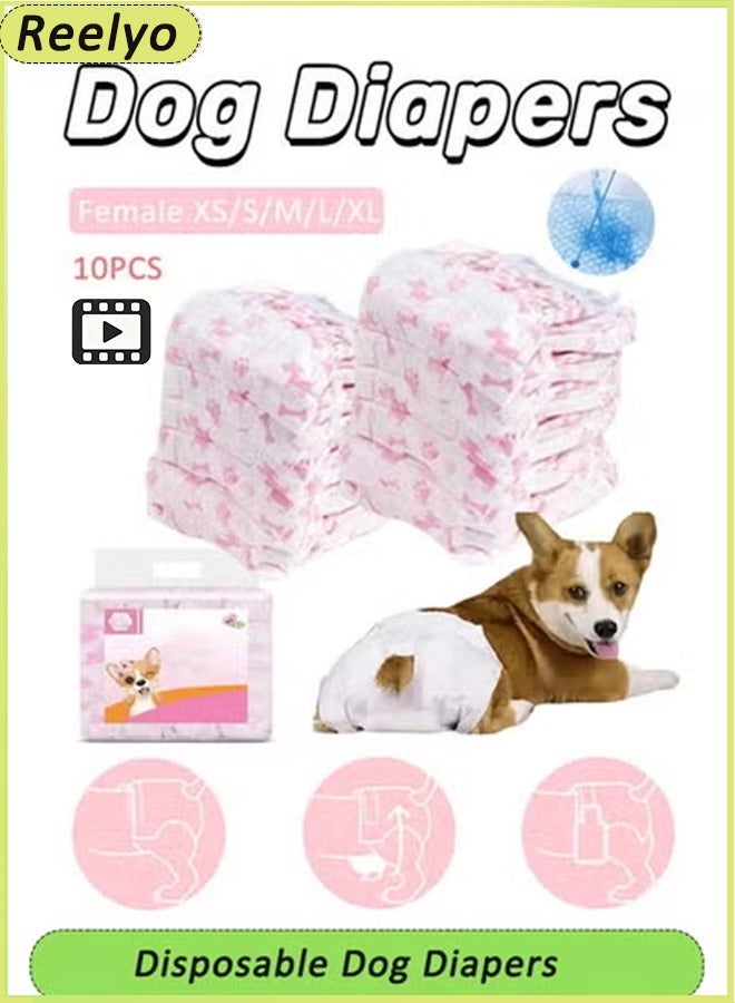 ريليو حفاضات الكلب التي يمكن التخلص منها للكلاب الكلاب القابلة للتعديل الكلب الكلب مع تسرب مناسبة ، الجرو بطانات حفاضات الجرو جدا حفاضات الكلب الامتصاص للكلاب الإناث سلس ، التبول المثير （10pcs الكلاب الإناث） - Image 1